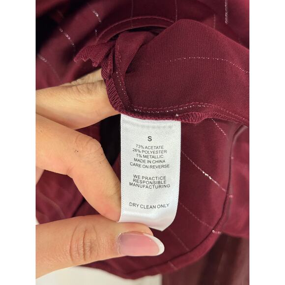 NWT Nonchalant Label Natalie One-Shoulder Drape Minidress Red Metallic Stripes S - Picture 7 of 7